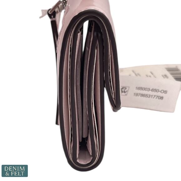 NEW Tory Burch Small Robinson Spazzolato Wallet Powder Pink Patent Leather - Picture 8 of 14